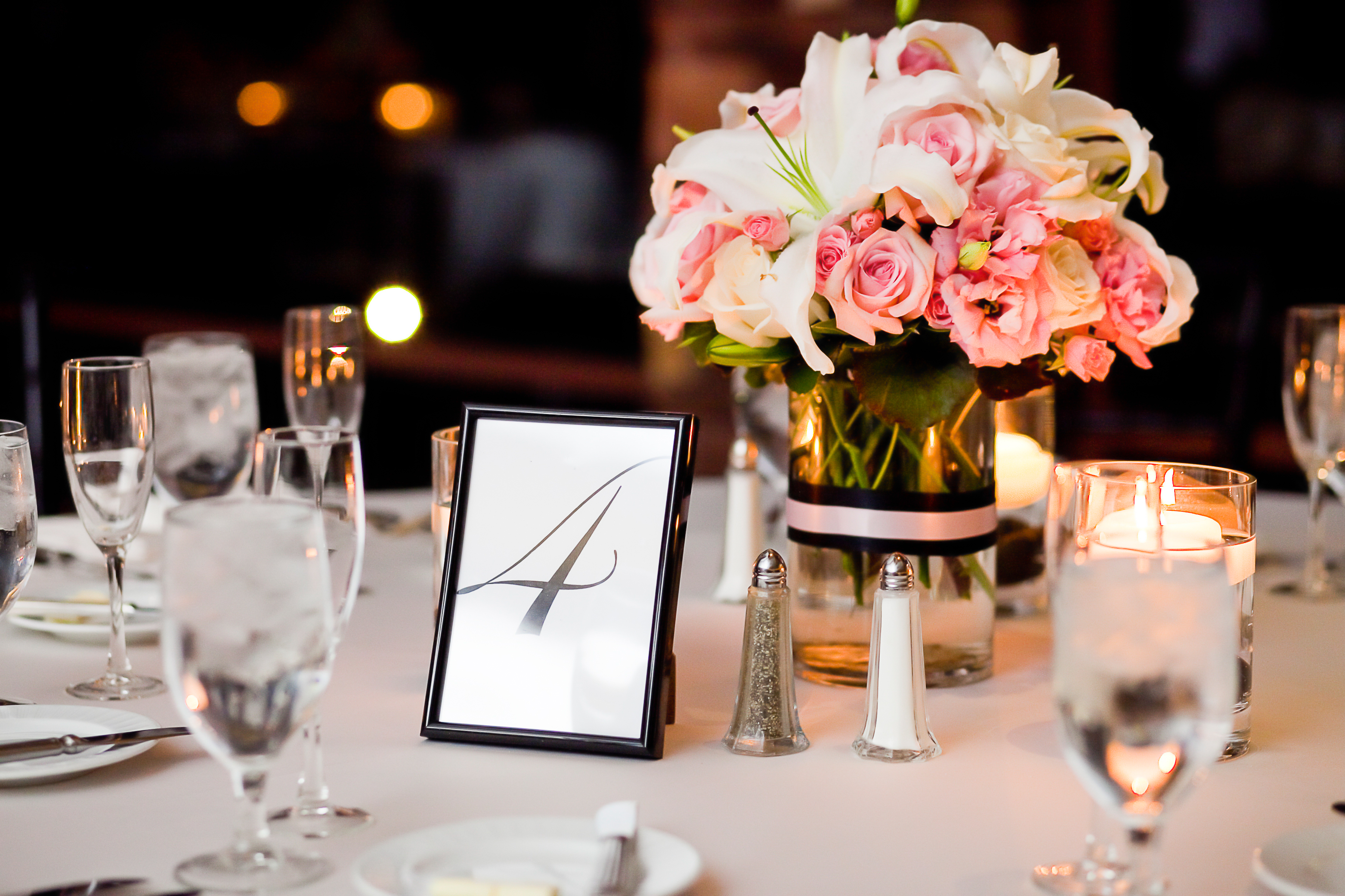 Wedding table centerpiece at Vouv in dallas texas